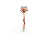 Rose gold Cushion Halo Split Shank Pave Diamond Ring with Petal Prong Setting_29