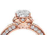 Rose gold Cushion Halo Split Shank Pave Diamond Ring with Petal Prong Setting_31