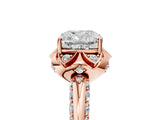 Rose gold Cushion Halo Split Shank Pave Diamond Ring with Petal Prong Setting_32