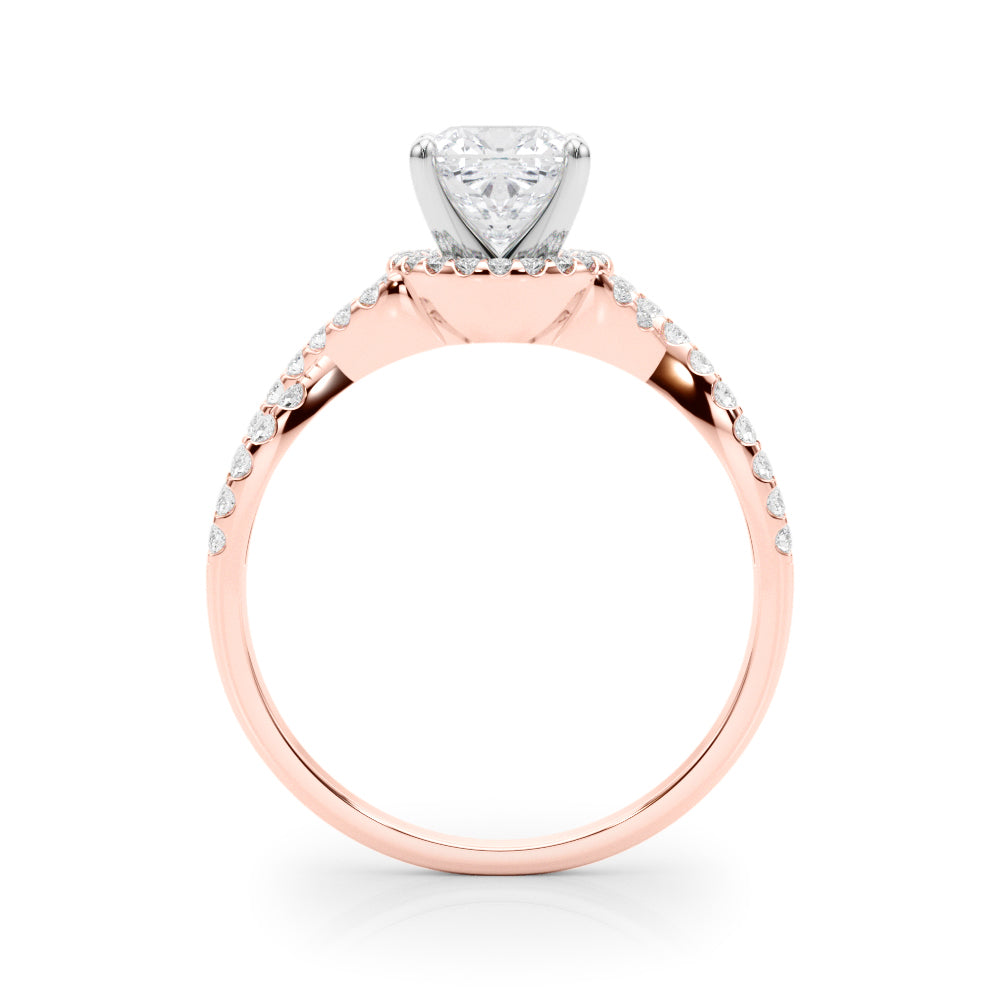 Rose gold Cushion Halo Twist Band Solitaire Prong Setting Ring 2