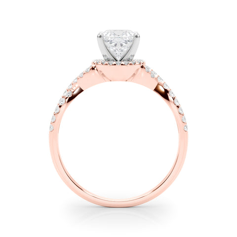 Rose gold Cushion Halo Twist Band Solitaire Prong Setting Ring 2