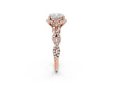 Rose gold Cushion Halo Twist Band Solitaire Ring with Six-Prong Setting_34