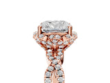 Rose gold Cushion Halo Twist Band Solitaire Ring with Six-Prong Setting_37