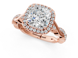 Rose gold Cushion Halo Twist Band Solitaire Ring_20