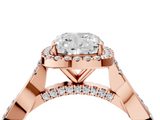 Rose gold Cushion Halo Twist Band Solitaire Ring_23