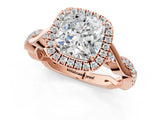 Rose gold Cushion Halo Twist Band with Four-Prong Setting_4