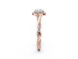 Rose gold Cushion Halo Twist Band with Four-Prong Setting_5