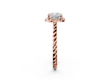 Rose gold Cushion Halo Twisted Band Four-Prong Diamond Ring_22