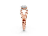 Rose gold Cushion Halo Twisted Band Four-Prong Ring_33
