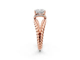 Rose gold Cushion Halo Twisted Band Four-Prong Ring_57