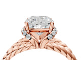 Rose gold Cushion Halo Twisted Band Four-Prong Ring_59