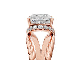 Rose gold Cushion Halo Twisted Band Four-Prong Ring_60