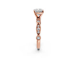 Rose gold Cushion Milgrain Bezel Diamond Engagement Ring with Solitaire Prong Setting_181