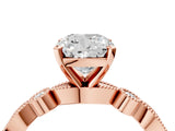 Rose gold Cushion Milgrain Bezel Diamond Engagement Ring with Solitaire Prong Setting_183