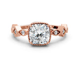 Rose gold Cushion Milgrain Marquise Diamond Twist Band Ring_37