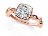 Rose gold Cushion Milgrain Marquise Diamond Twist Band Ring_38