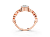 Rose gold Cushion Milgrain Marquise Diamond Twist Band Ring_40