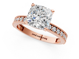 Rose gold Cushion Milgrain Pave Diamond Engagement Ring with Four-Prong Setting_120