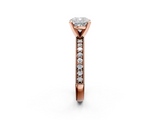 Rose gold Cushion Milgrain Pave Diamond Engagement Ring with Four-Prong Setting_121