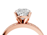 Rose gold Cushion Milgrain Pave Diamond Engagement Ring with Four-Prong Setting_123