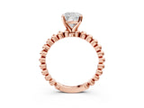Rose gold Cushion Solitaire Beaded Band Prong Setting Ring 3