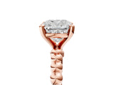 Rose gold Cushion Solitaire Beaded Band Prong Setting Ring 5