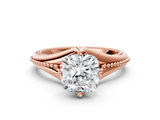 Rose gold Cushion Solitaire Beaded Band Six-Prong Setting_8