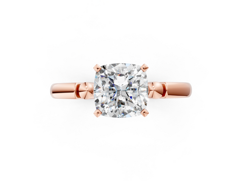 Rose gold Cushion Solitaire Beaded Band with Four-Prong Setting_36