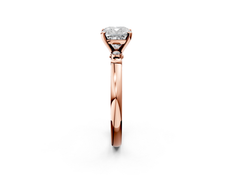 Rose gold Cushion Solitaire Beaded Band with Four-Prong Setting_38