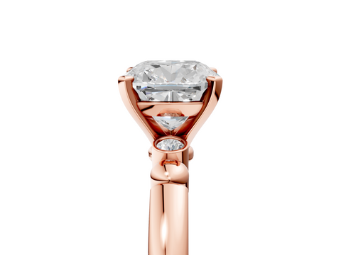 Rose gold Cushion Solitaire Beaded Band with Four-Prong Setting_41