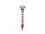 Rose gold Cushion Solitaire Bezel Accent Diamond Engagement Ring with Beaded Band and Four-Prong Setting_57