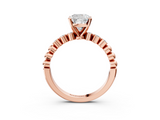 Rose gold Cushion Solitaire Bezel Accent Diamond Engagement Ring with Beaded Band and Four-Prong Setting_58