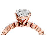 Rose gold Cushion Solitaire Bezel Accent Diamond Engagement Ring with Beaded Band and Four-Prong Setting_59