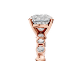 Rose gold Cushion Solitaire Bezel Accent Diamond Engagement Ring with Beaded Band and Four-Prong Setting_60