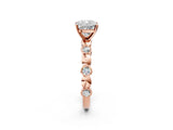 Rose gold Cushion Solitaire Bezel-Set Diamond Ring with Beaded Band and Four-Prong Setting_56