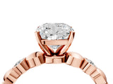 Rose gold Cushion Solitaire Bezel-Set Diamond Ring with Beaded Band and Four-Prong Setting_58