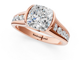 Rose gold Cushion Solitaire Bezel-Set Diamond Ring with Channel-Set Band_42