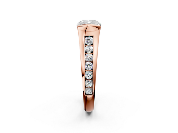 Rose gold Cushion Solitaire Bezel-Set Diamond Ring with Channel-Set Band