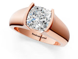 Rose gold Cushion Solitaire Bezel Set Diamond Ring with Wide Band_4