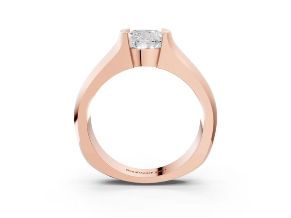 Rose Gold Cushion Cut Half Bezel Solitaire Engagement Ring Setting