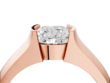 Rose gold Cushion Solitaire Bezel Set Diamond Ring with Wide Band_7