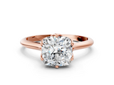 Rose gold Cushion Solitaire Cathedral Diamond Ring with Six-Prong Setting_25