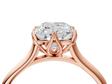 Rose gold Cushion Solitaire Cathedral Diamond Ring with Six-Prong Setting_29