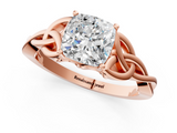 Rose gold Cushion Solitaire Celtic Knot Engagement Ring with Four-Prong Setting_81