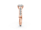 Rose gold Cushion Solitaire Channel-Set Diamond Engagement Ring with Four-Prong Setting_52