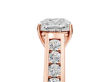 Rose gold Cushion Solitaire Channel-Set Diamond Engagement Ring with Four-Prong Setting_55