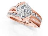 Rose gold Cushion Solitaire Channel-Set Split Shank Ring with Tension Prong Setting_16