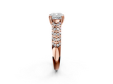 Rose gold Cushion Solitaire Chevron Pave Diamond Engagement Ring with Six-Prong Setting_5