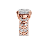 Rose gold Cushion Solitaire Chevron Pave Diamond Engagement Ring with Six-Prong Setting_8