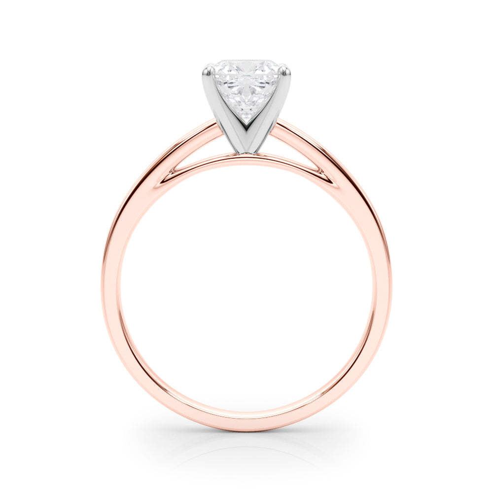 Rose gold Cushion Solitaire Diamond Engagement Ring with Four-Prong Setting on a Classic Band 2